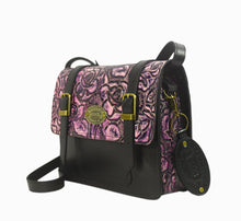 Load image into Gallery viewer, Basic Satchel. Purple Rose on Black
