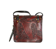 Load image into Gallery viewer, Mini Satchel. Red Feather on Black
