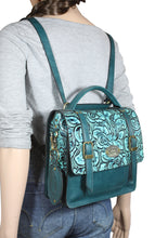 Load image into Gallery viewer, 3 Way Satchel. Teal Rose on Teal
