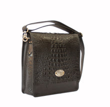 Load image into Gallery viewer, Sale. Courier Satchel. Black Croc on Black
