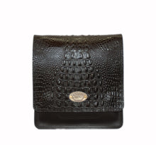 Load image into Gallery viewer, Sale. Courier Satchel. Black Croc on Black
