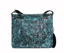 Load image into Gallery viewer, Basic Satchel. Sea Blue Wildflower on Black
