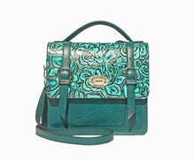 Load image into Gallery viewer, 3 Way Satchel. Teal Rose on Teal
